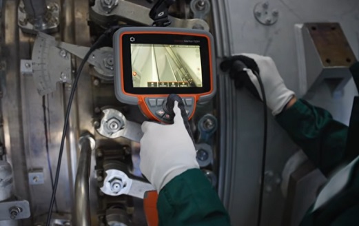 Waygate Everest Mentor Flex+ video borescope during inspection
